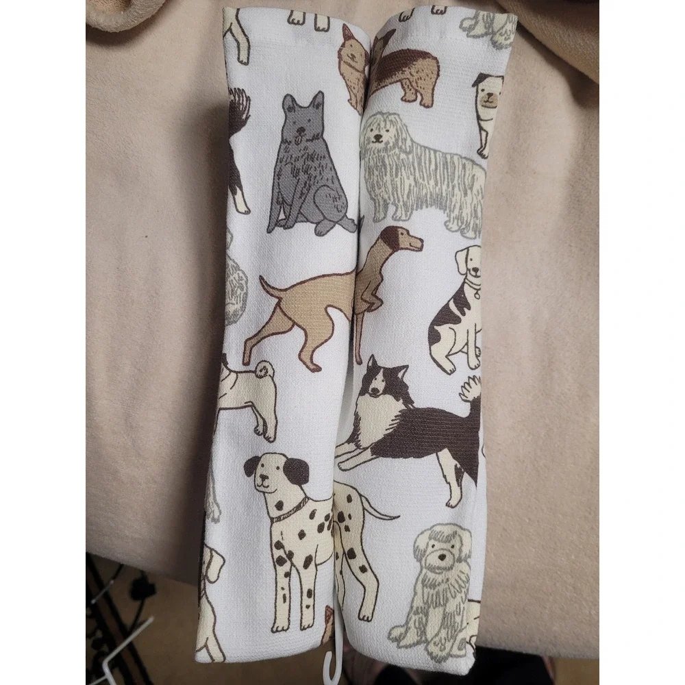 Atelier Collection Designer Doggie Motif Kitchen Towels Cotton Lyocell Set/2 NEW